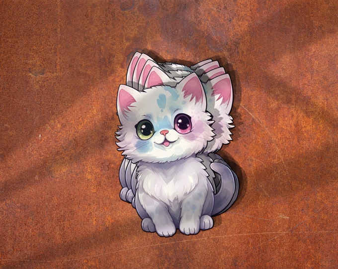 Kawaii Cat Sticker: Smiling Watercolour Feline Decal