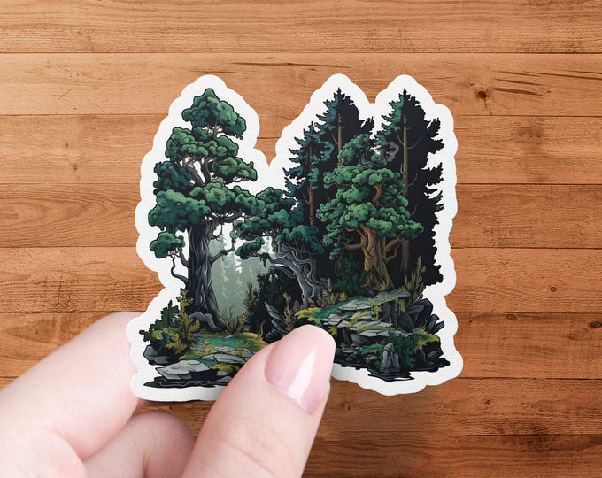 Enchanted Forest Sticker, Forest Adventure Vinyl Sticker, Mystical Woodland Decal, Nature Inspired Sticker for Laptops and Journals