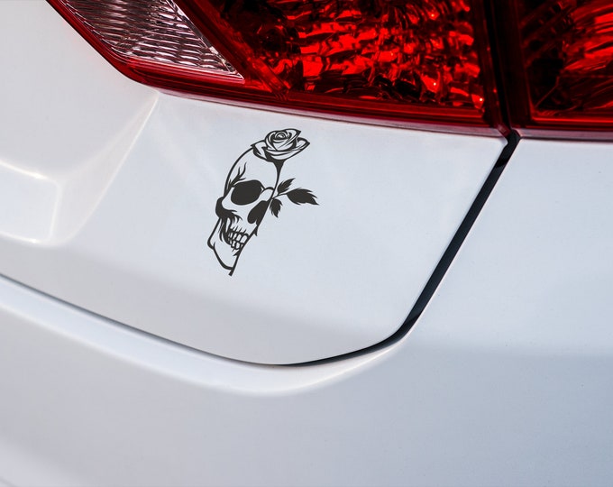 Gothic Skull & Rose Vinyl Decal - Car, Laptop, Home Decor Sticker - Gothic Aesthetic, Unique Gift, Dark Art Decor
