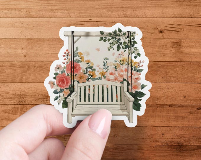 Floral Swing Vinyl Sticker | Romantic Cottagecore Garden Decor