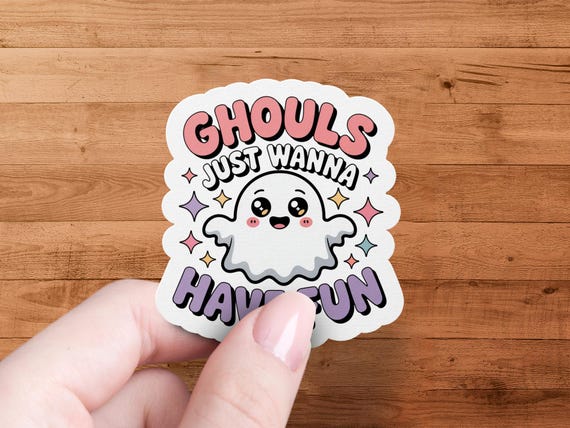 Kawaii Ghost Sticker: Spooky Halloween Decor