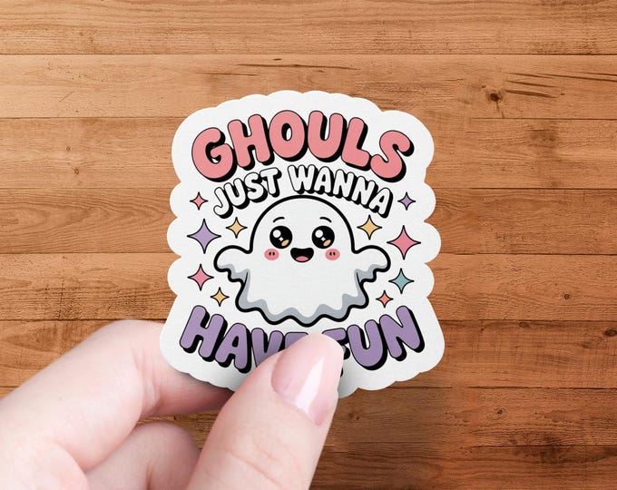 Kawaii Ghost Sticker: Spooky Halloween Decor