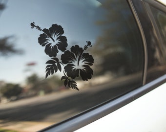 Hibiscus Flowers Vinyl Decal - Tropical Wall Sticker for Home Decor and Car Decoration - Water-resistant and UV-resistant