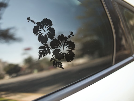 Hibiscus Flowers Vinyl Decal - Tropical Wall Sticker for Home Decor and Car Decoration - Water-resistant and UV-resistant
