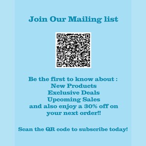 a blue flyer with a qr code for mailing