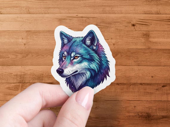 Galaxy Wolf Sticker, Cosmic Animal Art, Celestial Stickers, Fantasy Design, Laptop Decal, Wolf Decor