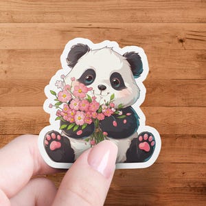 Süßer Panda Aufkleber, Entzückender Panda Aufkleber, Geschenk für Tierliebhaber, Kawaii Panda Illustration, Wasserflasche Aufkleber