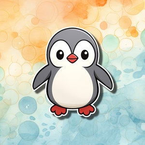 Linda pegatina de pingüino Kawaii - adorable calcomanía para computadora portátil o planificador para amantes de los pingüinos - pequeña calcomanía de vinilo con diseño de pingüino caprichoso