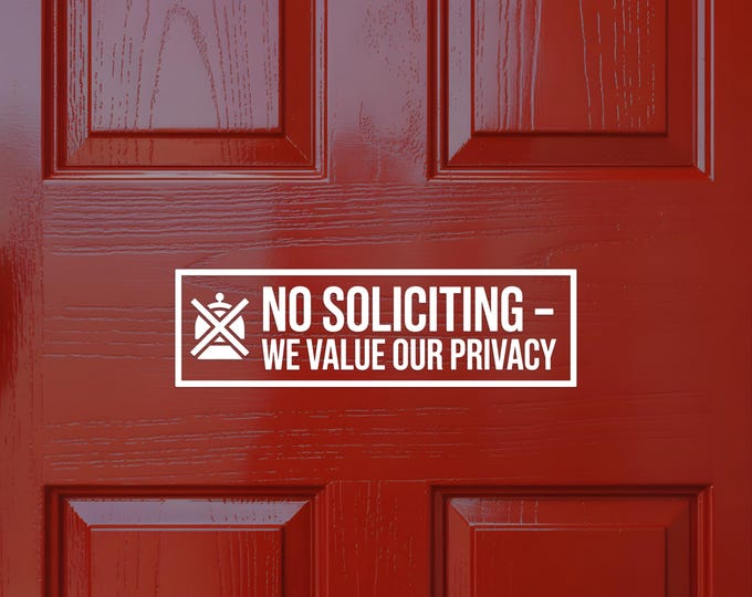 No Soliciting Vinyl Decal – Privacy Door Sticker for Home or Office, Weatherproof Adhesive Sign, Minimalist Entryway Door Warning