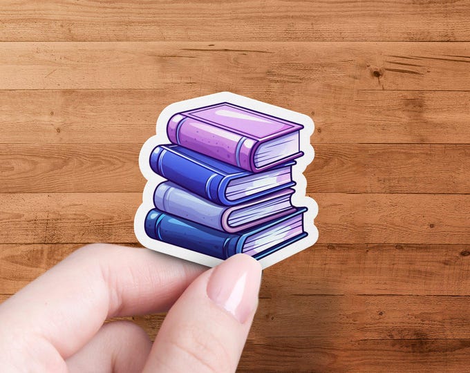 Colorful Book Stack Sticker, Cute Library Vinyl Decal, Bookworm Gift, Planner Decoration, Laptop Accessory, Reading Lover Art