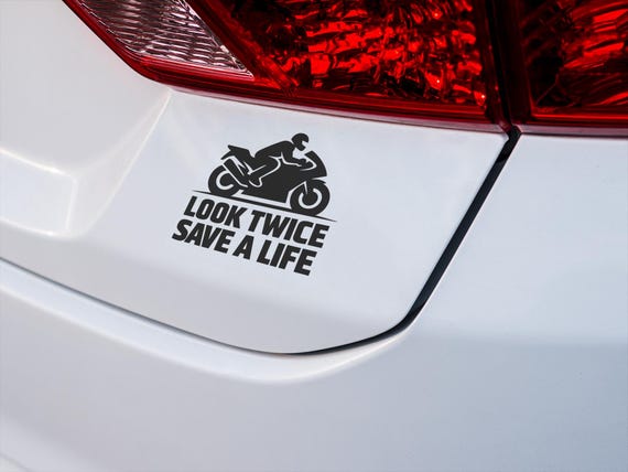 Motorcycle Safety Vinyl Decal: Look Twice Save A Life Car Sticker
