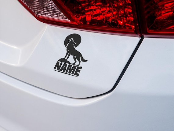 Personalized Wolf Vinyl Decal for Laptops – Custom Name Howling Wolf Sticker