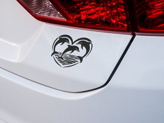 Ocean Love Decal - Heart-Shaped Triple Dolphin Sticker for Car, Window, Wall - Eco-Friendly Vinyl, Family Car Decor, Nautical Theme