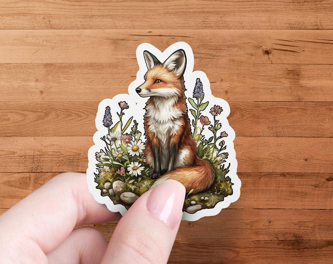 Cute Fox Sticker, Woodland Animal Sticker, Forest Animal Illustration, Wildlife Décor, Laptop Sticker, Nature Aesthetic