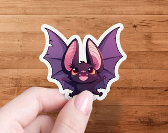 Cute Bat Sticker, Kawaii Bat Decal, Adorable Bat Illustration, Gothic Bat Sticker, Spooky Bat Art, Halloween Bat Gift, Cartoon Bat Sticker