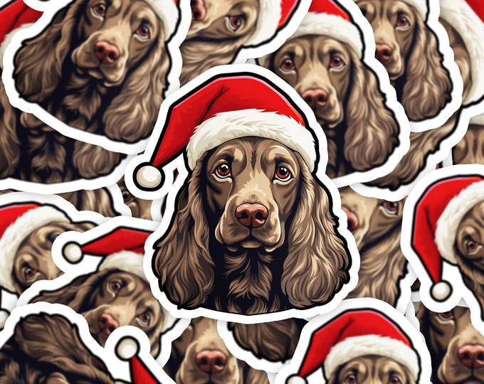 Christmas Cocker Spaniel Sticker: Festive Holiday Dog Lover Gift Decal Pet Decoration