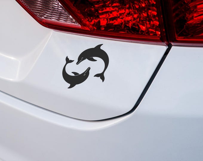 Yin Yang Dolphin Vinyl Decal Sticker for Car Window, Laptop or Wall – Ocean Sea Life Inspired Waterproof Marine Animal Silhouette Decor