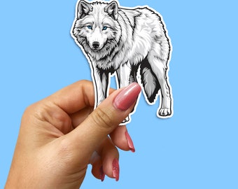 Arctic White Wolf Vinyl Decal - High-Quality Durable Sticker for Laptops, Cars, Water Bottles - Wildlife Inspired Decor