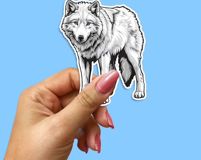 Arctic White Wolf Vinyl Decal: Durable Wildlife Sticker