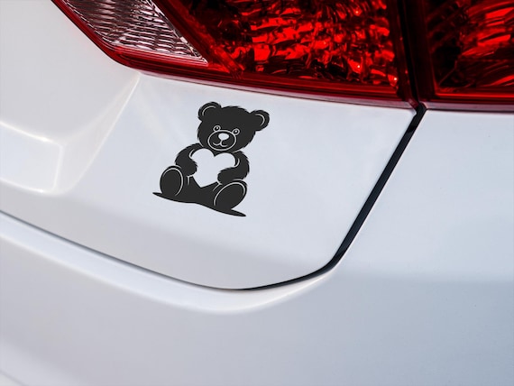 Cute Teddy Bear Holding Heart Vinyl Decal for Car Window Laptop Wall Nursery Kids Room Decor Valentine Gift Sticker Art