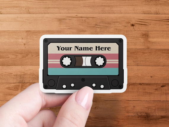 Custom Cassette Tape Sticker, Personalized Name Sticker, Retro 80s 90s Theme, Music Lover Gift, Customizable Sticker Pack 1 50 Pieces