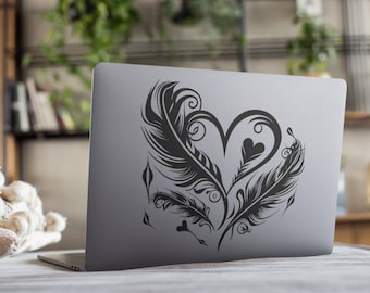 Feather Heart Valentines Vinyl Decal, car stickers, car accessories, wall art, wall decor, wall prints, wall stickers, wall art prints