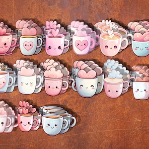 Lot de 15 stickers aquarelles vibrantes pour tasses à café, stickers en vinyle kawaii mignons pour ordinateur portable, agenda, scrapbooking, agenda, décorations - Unique