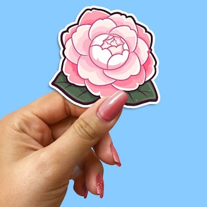 Camellia Flower Decals, Camellia Sticker Pack, Botanical Planner Stickers, Pink Camellia Decor, Garden Craft Supplies, Spring Flower Sticker