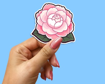 Camellia Flower Decals, Camellia Sticker Pack, Botanical Planner Stickers, Pink Camellia Decor, Garden Craft Supplies, Spring Flower Sticker
