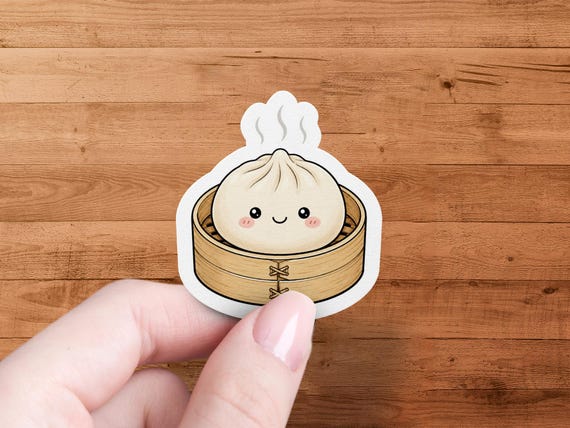 Dumpling Glossy Vinyl Sticker Kawaii Food Decal for Water Bottles