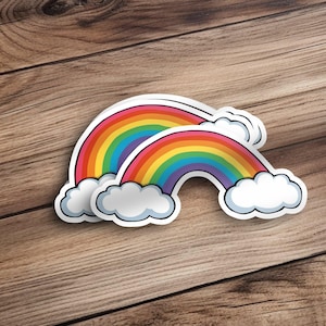 Rainbow Sticker, Cute Rainbow and Clouds Sticker, Weather Theme Sticker, Bright Rainbow Sticker, Fun Colorful Sticker, Kids Sticker