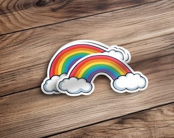 Rainbow Sticker, Cute Rainbow and Clouds Sticker, Weather Theme Sticker, Bright Rainbow Sticker, Fun Colorful Sticker, Kids Sticker
