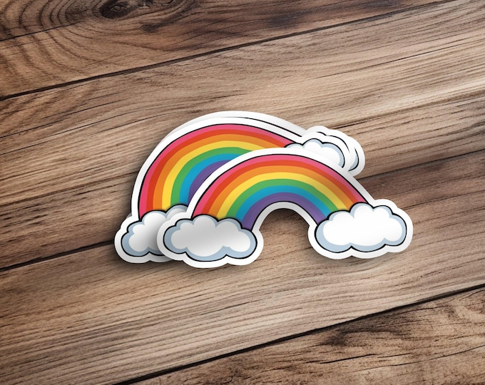 Rainbow Sticker, Cute Rainbow and Clouds Sticker, Weather Theme Sticker, Bright Rainbow Sticker, Fun Colorful Sticker, Kids Sticker
