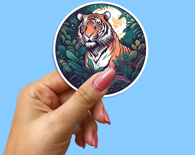 Tiger Vinyl Decal Sticker: Waterproof Forest Scene
