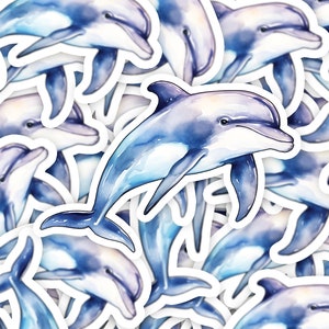 Colourful Watercolour Dolphin Vinyl Decal Sticker - Ocean Themed Car Decal for Dolphin Lovers - Vibrant and Detailed Marine Life Artwork