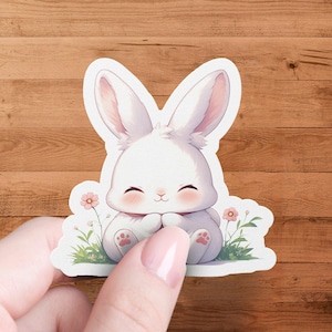Kawaii Bunny Sticker: Pastel Rabbit Decal, Spring Decor