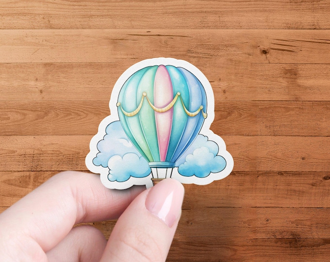 Hot Air Balloon Sticker, Colorful Adventure Sticker, Travel Themed Decal, Scrapbooking Stickers, Laptop Decoration, Cute Vinyl Sticker