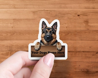 German Shepherd Dog Sticker, Custom Dog Name Decal, Personalized Pet Sticker, Dog Lover Gift, Cute Dog Car Sticker, Animal Decal