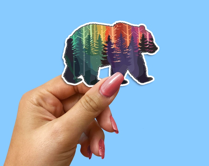 Forest Bear Vinyl Sticker: Waterproof Wildlife Decal