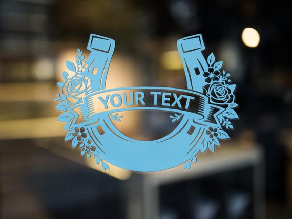 Custom Horseshoe Floral Vinyl Decal Personalized Western Wall Sticker