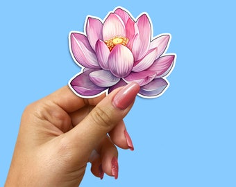 Serene Watercolour Lotus Flower Sticker | Artistic Boho Decals for Laptops, Planners, and Scrapbooks | Unique Zen Yoga Decor