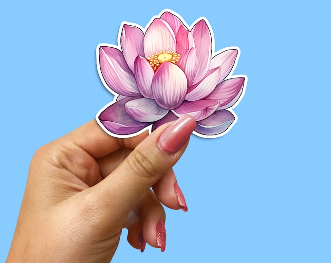 Serene Watercolour Lotus Flower Sticker | Artistic Boho Decals for Laptops, Planners, and Scrapbooks | Unique Zen Yoga Decor