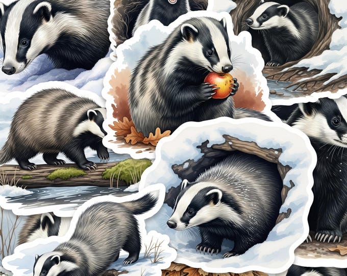 Glossy Badger Wildlife Sticker Pack 2 Inch Vinyl Set of 15