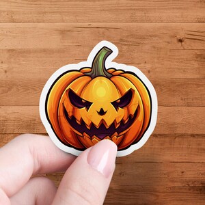 Spooky Halloween Pumpkin Sticker, Scary Jack O Lantern Decal, Halloween Decoration, Pumpkin Face Sticker, Halloween Party Favor