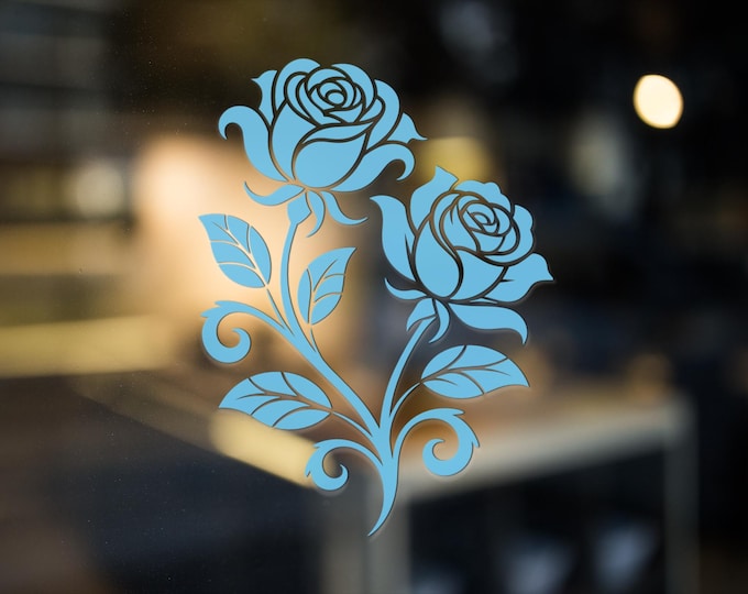 Two Rose Vinyl Decal Botanical Flower Wall Sticker for Home Decor