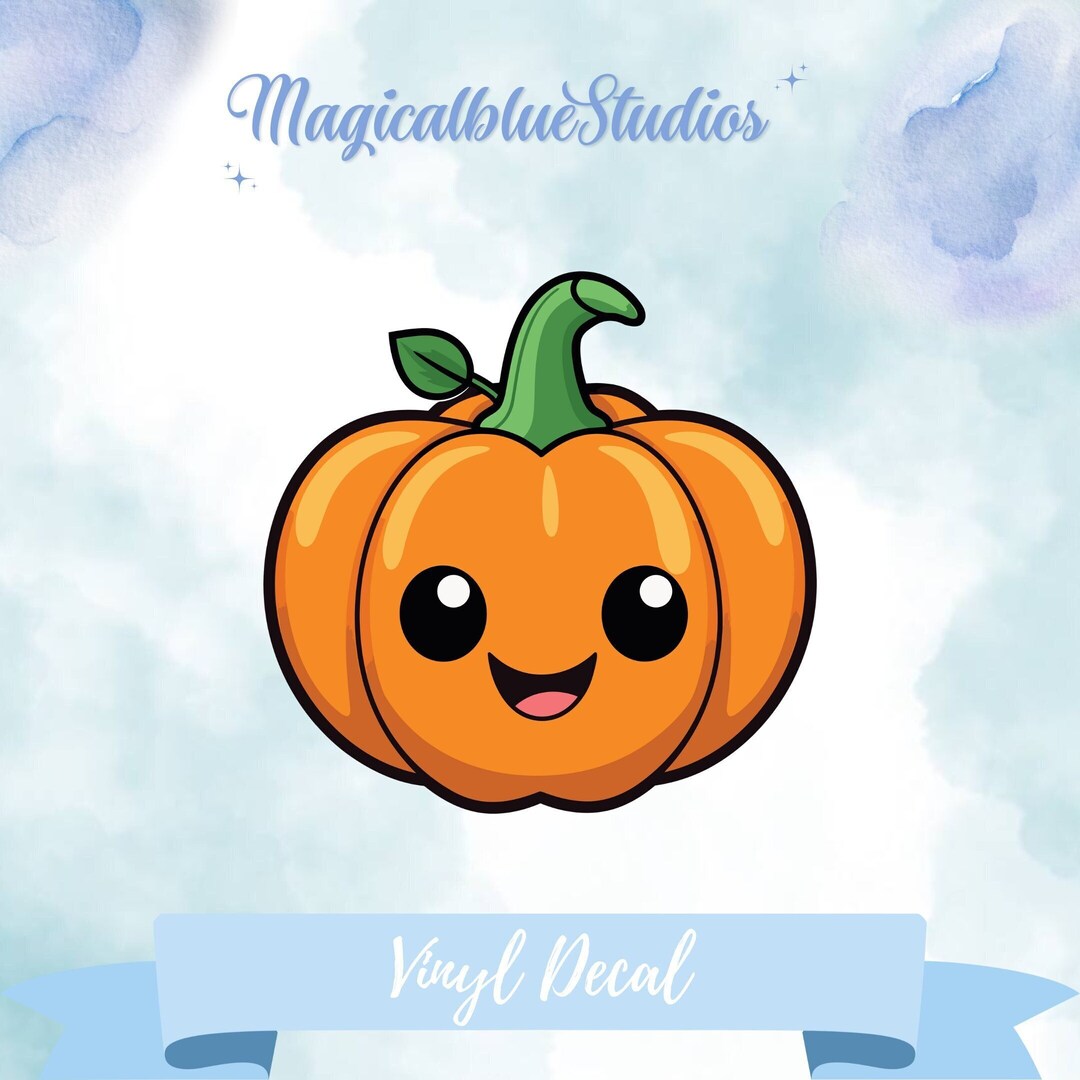 Vibrant Smiling Pumpkin Vinyl Decal Sticker - Perfect Fall Decoration ...