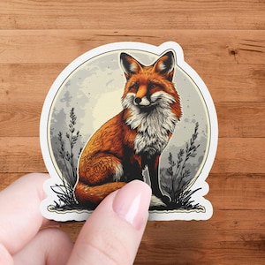 Adesivo volpe carina, adesivo animale del bosco, adesivo fustellato impermeabile, adesivo volpe laminato, adesivo natura selvaggia