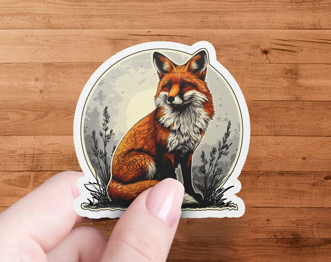 Cute Fox Sticker, Woodland Animal Sticker, Waterproof Die Cut Sticker, Laminated Fox Decal, Nature Wildlife Sticker