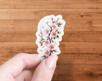 Glänzender Kirschblüten-Blumen-Die-Cut-Aufkleber für Laptop Journal Wasserflasche