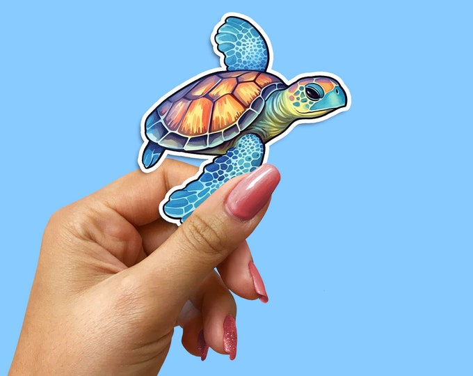 Whimsical Sea Turtle Sticker: Underwater Ocean Creature Vinyl Decal